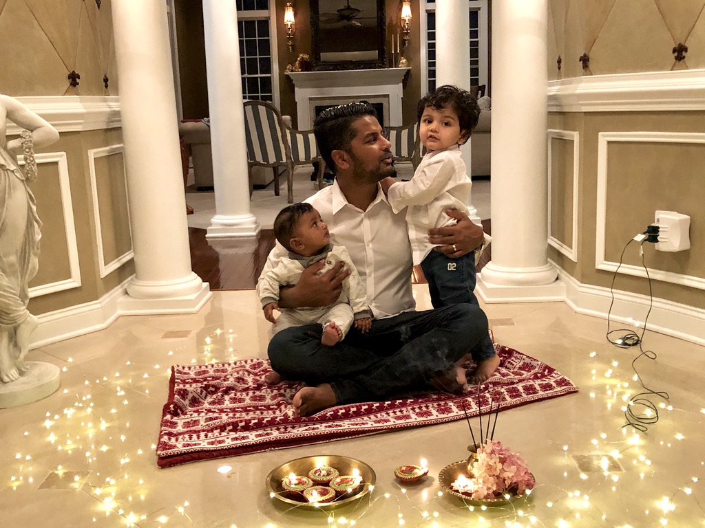 Diwali night, diyas lit
